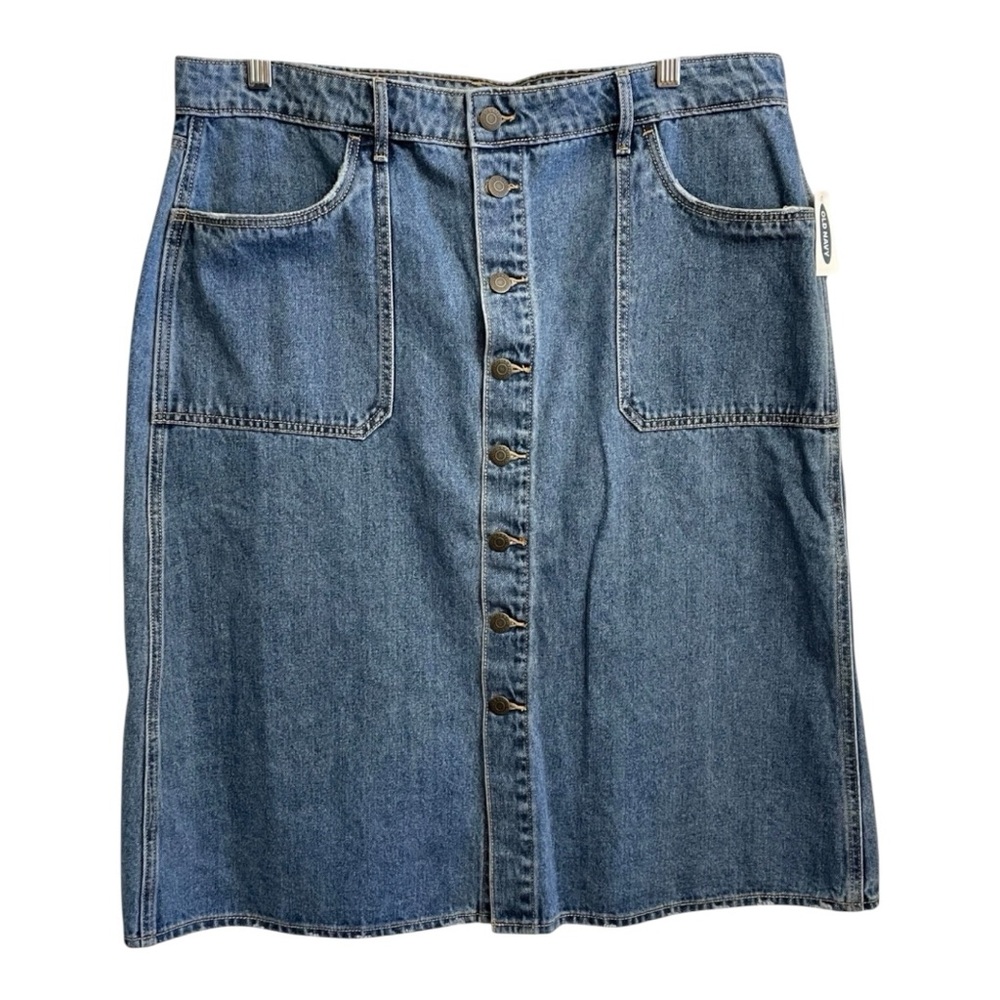 Old Navy Denim Midi Skirt Button Front